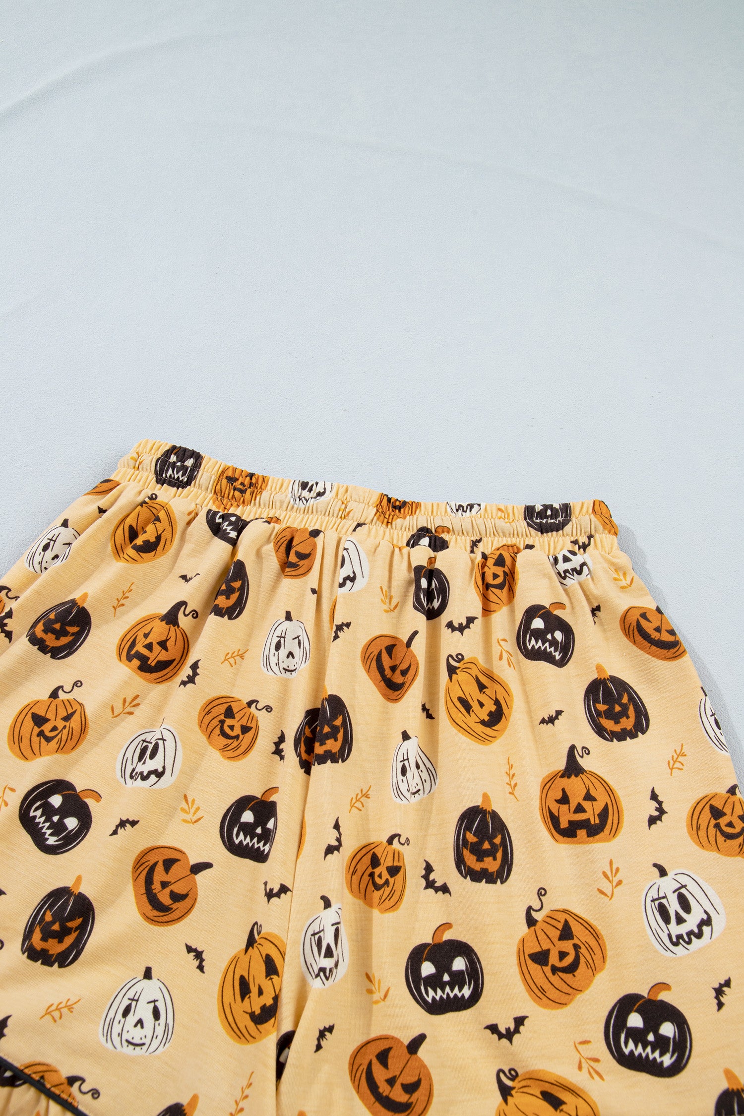 Orange Long Sleeve Ruffle Pumpkin Face Print Two Piece Lounge Set-Loungewear & Sleepwear/Loungewear-[Adult]-[Female]-2022 Online Blue Zone Planet