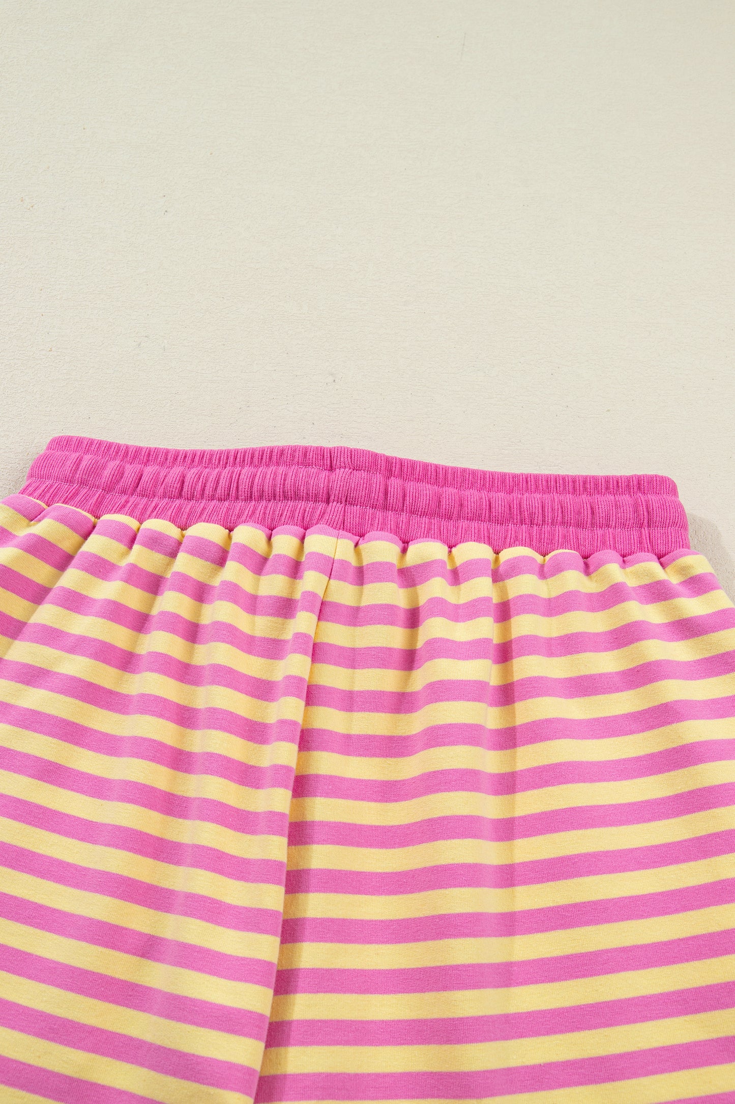 Green Stripe Drop Shoulder Boxy Casual Terry Short Set-Two Piece Sets/Short Sets-[Adult]-[Female]-2022 Online Blue Zone Planet