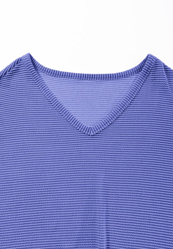 Texture V-Neck Long Sleeve Top-TOPS / DRESSES-[Adult]-[Female]-2022 Online Blue Zone Planet