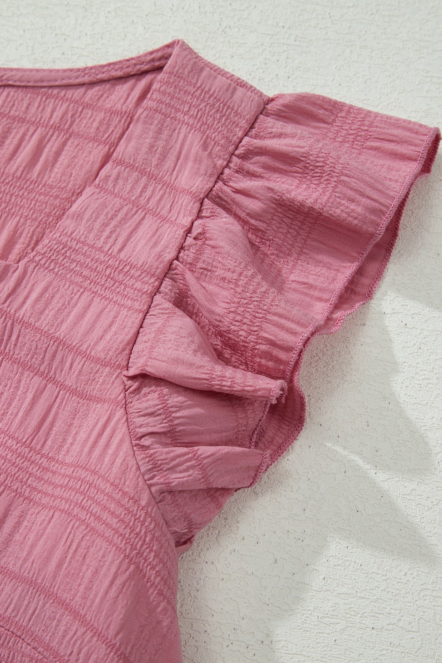 Peach Blossom Textured Square Neck Top And Shirred High Waist Shorts Set-Two Piece Sets/Short Sets-[Adult]-[Female]-2022 Online Blue Zone Planet