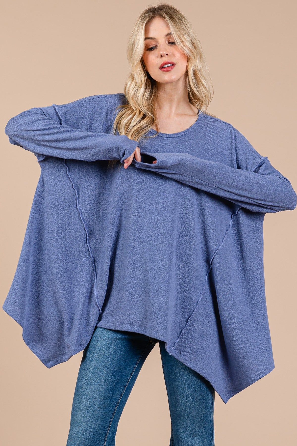 Ces Femme Asymmetrical Long Sleeve top-TOPS / DRESSES-[Adult]-[Female]-2022 Online Blue Zone Planet