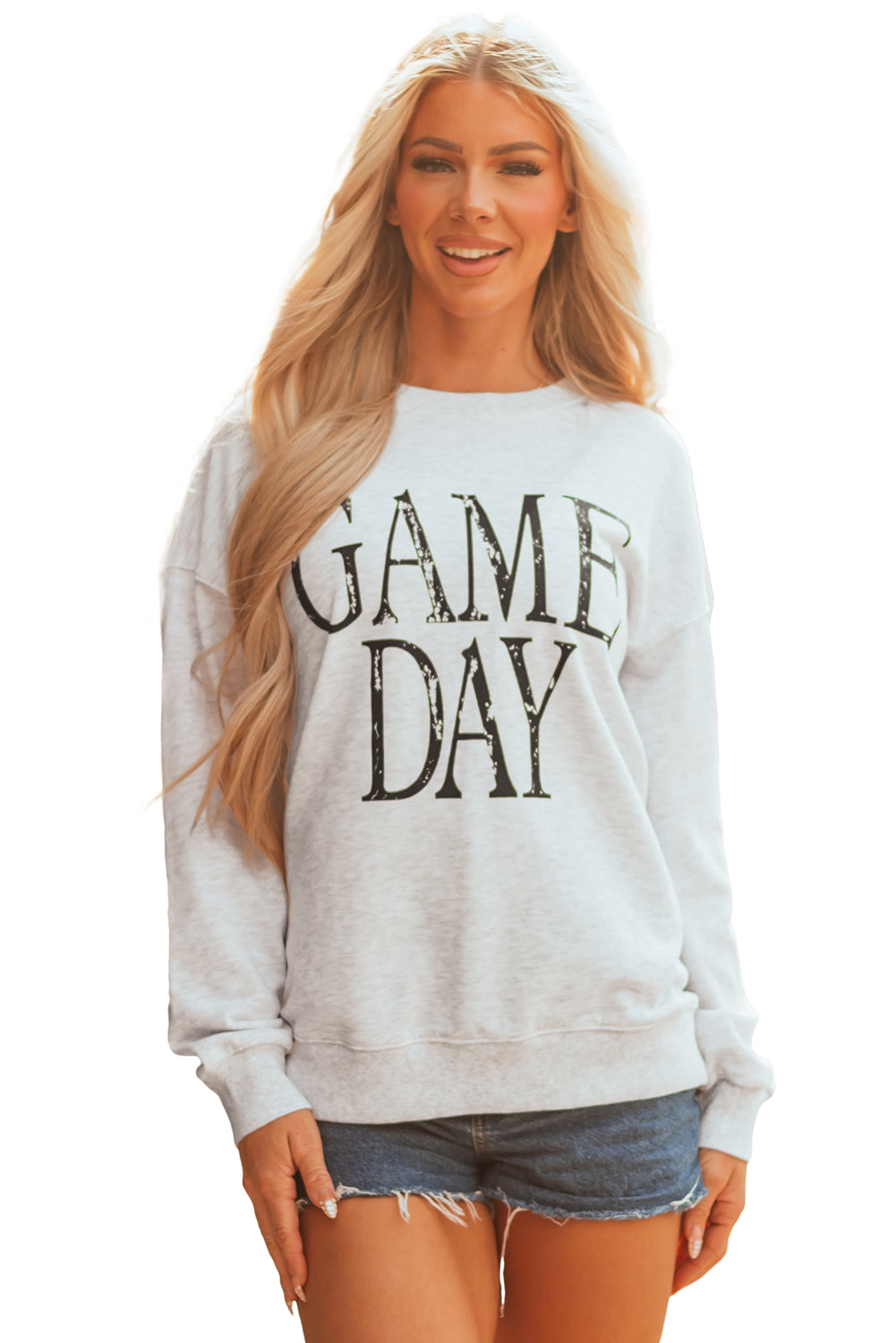 Black Vintage Washed Game Day Graphic Baggy Sweatshirt-Tops/Sweatshirts & Hoodies-[Adult]-[Female]-2022 Online Blue Zone Planet