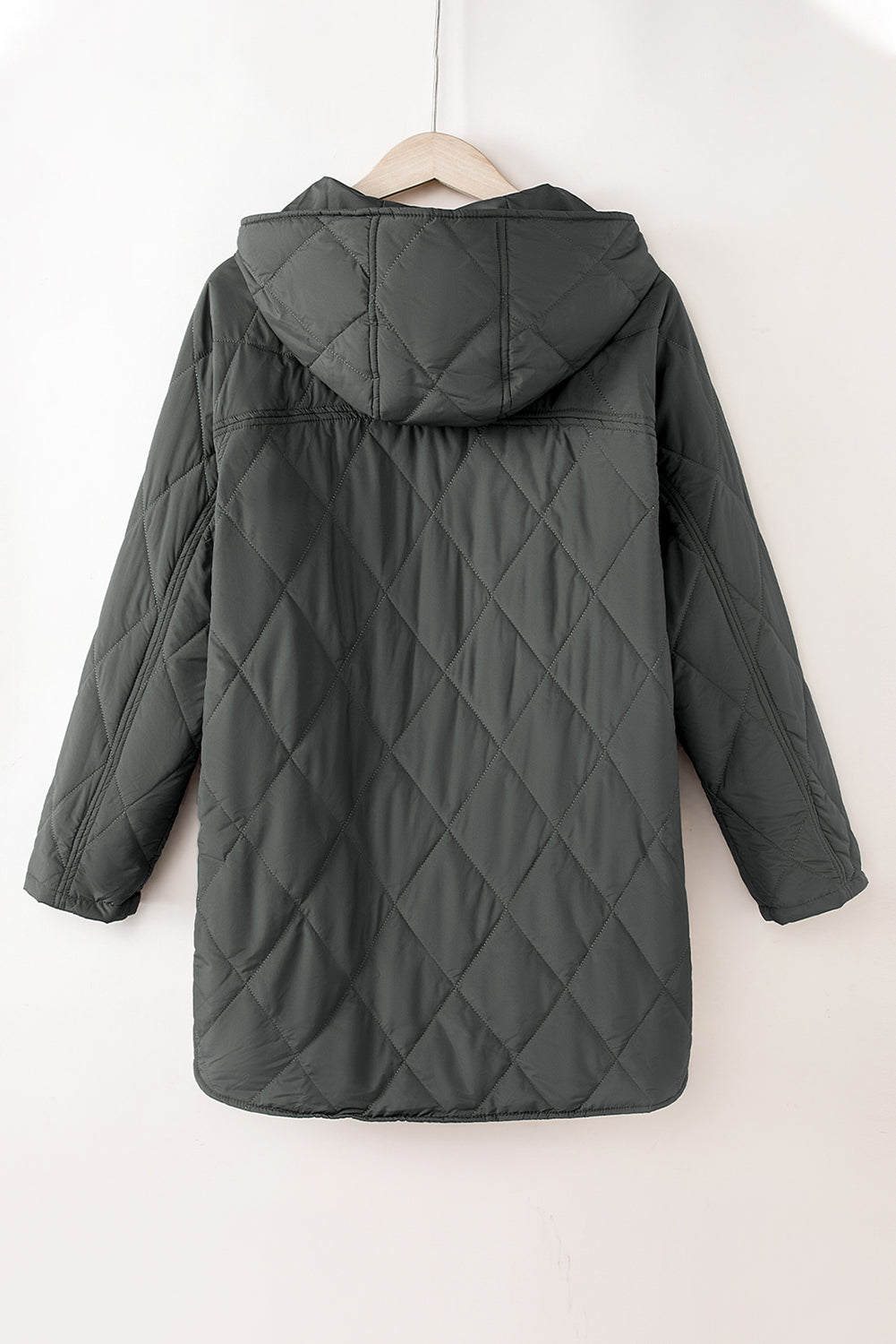 Blue Zone Planet | Snap Down Long Sleeve Quilted Winter Coat-TOPS / DRESSES-[Adult]-[Female]-2022 Online Blue Zone Planet