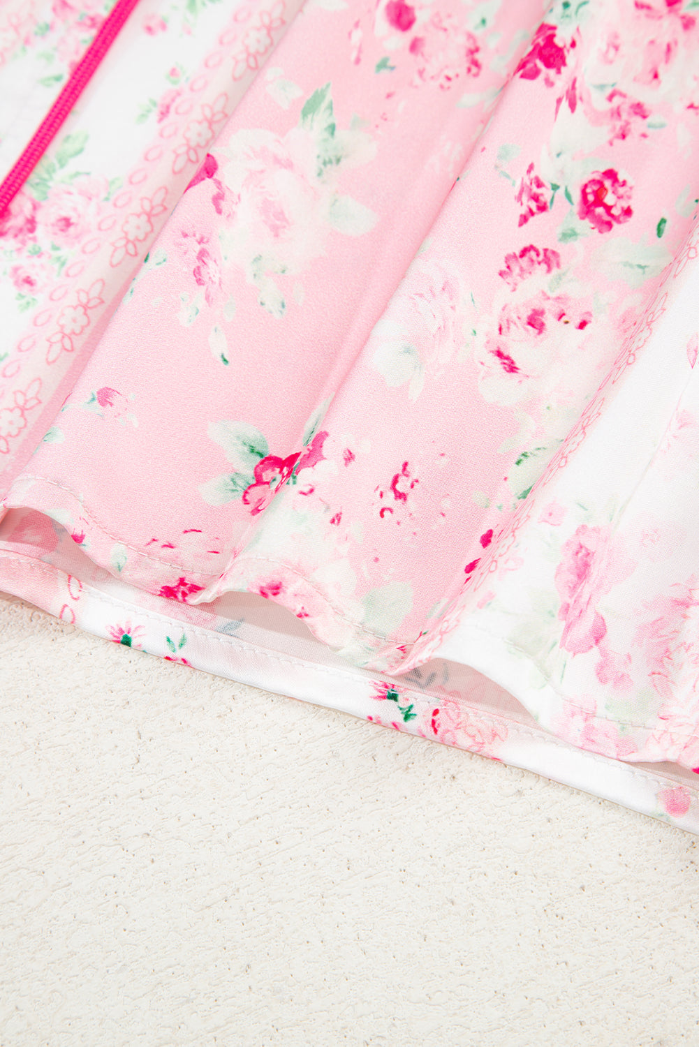 Pink Mixed Floral Print Contrast Piping Trim Satin Tie 2pcs Pajama Set-Loungewear & Sleepwear/Sleepwear-[Adult]-[Female]-2022 Online Blue Zone Planet