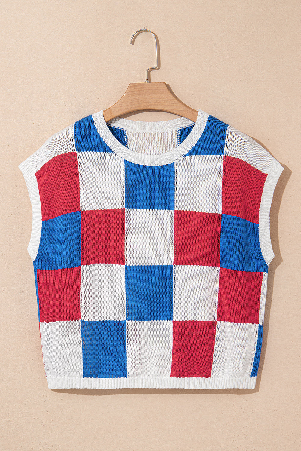White Color Block Cap Sleeve Sweater-Sweaters & Cardigans/Short Sleeve Sweaters-[Adult]-[Female]-2022 Online Blue Zone Planet