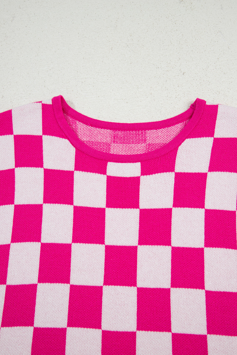 Rose Check Pattern Cap Sleeve Knitted Sweater-TOPS / DRESSES-[Adult]-[Female]-2022 Online Blue Zone Planet