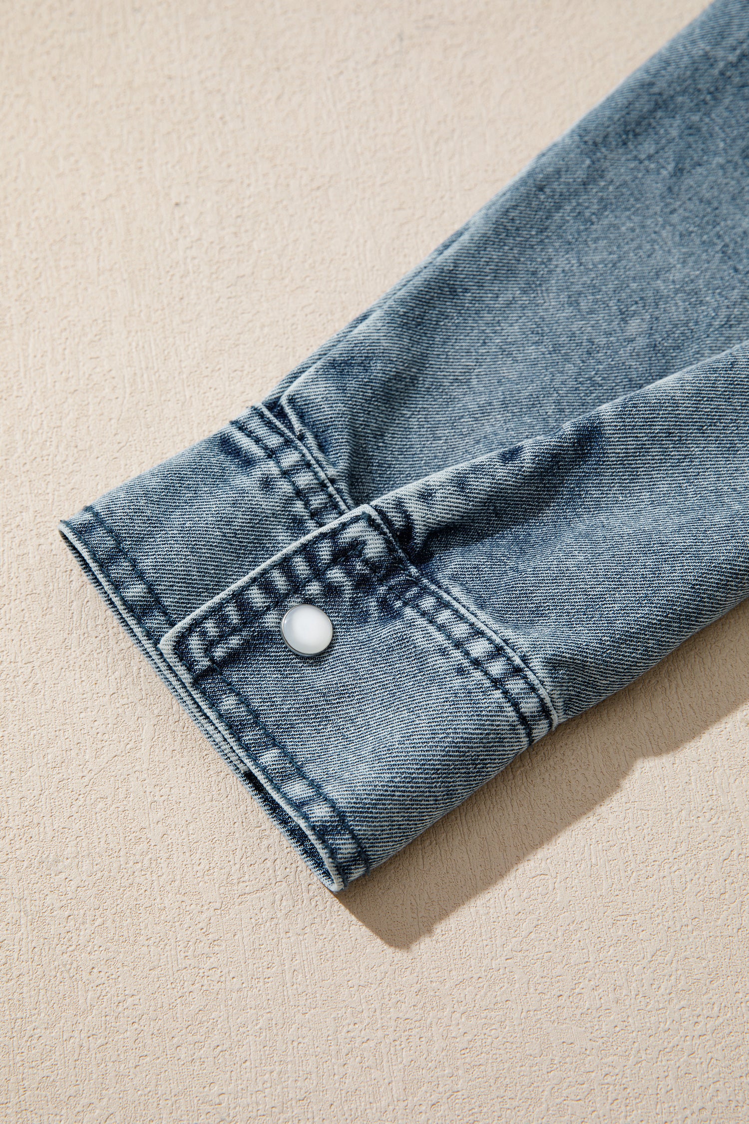 Dusk Blue Western Long Sleeve Shirt Collar Tunic Denim Jacket-Outerwear/Denim jackets-[Adult]-[Female]-2022 Online Blue Zone Planet