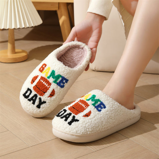 Blue Zone Planet |  Funny Football Pattern Cotton Slippers Indoor Home Plush Warm Slippers