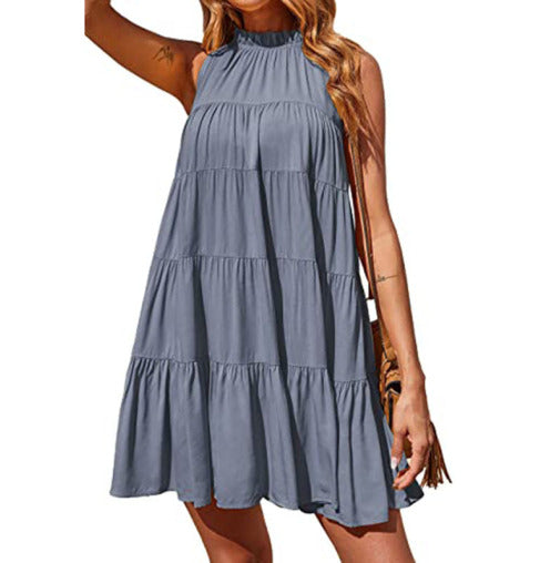 Blue Zone Planet | Ella's Ruched Solid Color Beach Vacation Swing Maxi Dress-TOPS / DRESSES-[Adult]-[Female]-Grey-S-2022 Online Blue Zone Planet