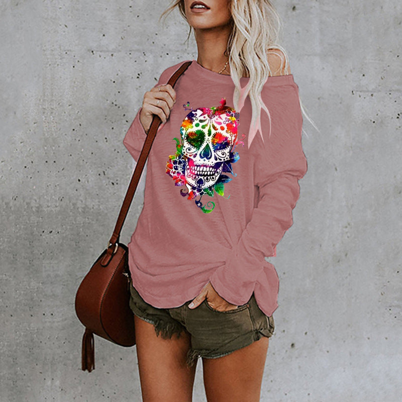 New personality skull long-sleeved top BLUE ZONE PLANET