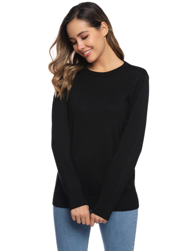 Casual/ Comfortable And Warm Christmas Sweater-[Adult]-[Female]-black solid color-S-2022 Online Blue Zone Planet