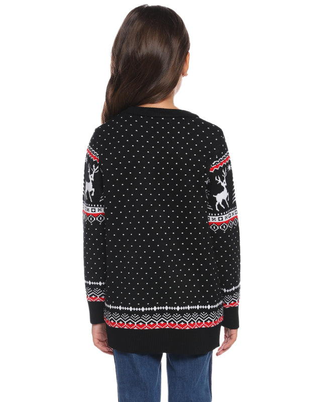 Casual/ Comfortable And Warm Christmas Sweater-[Adult]-[Female]-Kids Black 8Y-80-2022 Online Blue Zone Planet