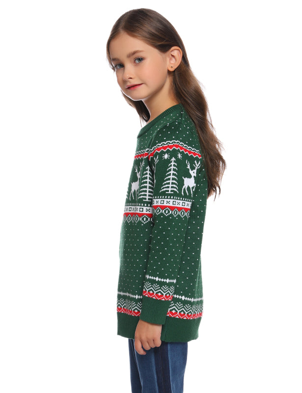 Casual/ Comfortable And Warm Christmas Sweater-[Adult]-[Female]-Kids Green 8Y-80-2022 Online Blue Zone Planet