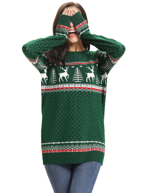 Casual/ Comfortable And Warm Christmas Sweater-[Adult]-[Female]-Green-S-2022 Online Blue Zone Planet