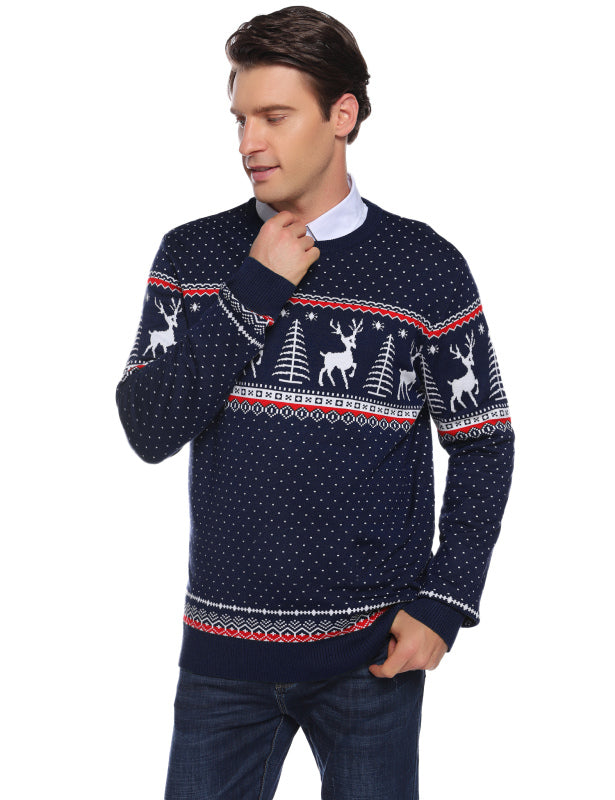 Casual/ Comfortable And Warm Christmas Sweater-[Adult]-[Female]-Men's Navy Blue-XL-2022 Online Blue Zone Planet