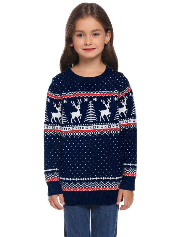 Casual/ Comfortable And Warm Christmas Sweater-[Adult]-[Female]-Children's navy blue 8Y-80-2022 Online Blue Zone Planet