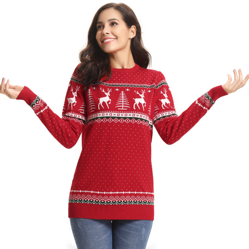 Casual/ Comfortable And Warm Christmas Sweater-[Adult]-[Female]-Red-S-2022 Online Blue Zone Planet