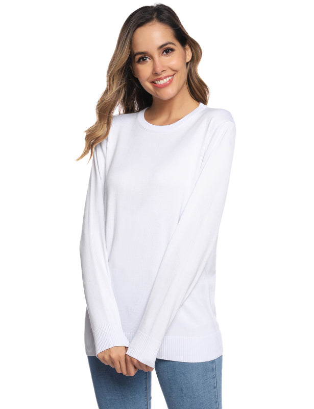 Casual/ Comfortable And Warm Christmas Sweater-[Adult]-[Female]-white solid color-S-2022 Online Blue Zone Planet