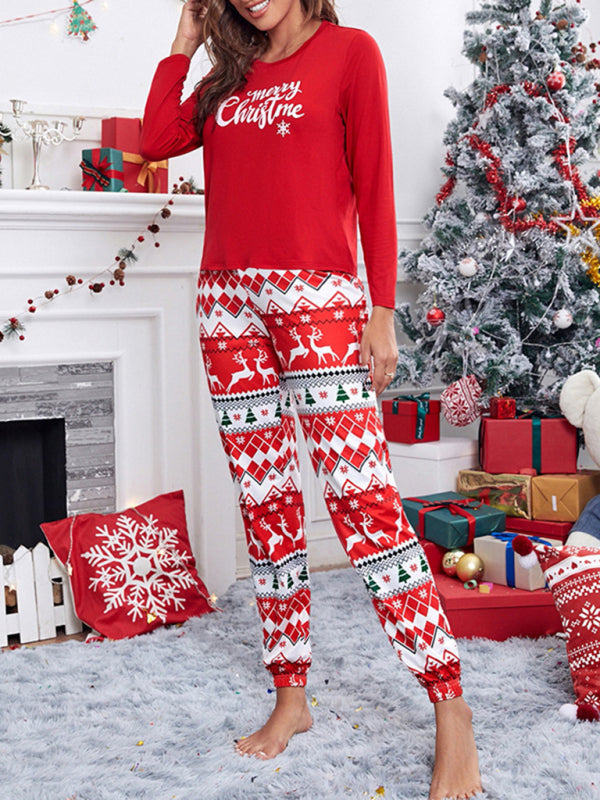 Blue Zone Planet | Women's Christmas Reindeer Print Pajama Set-TOPS / DRESSES-[Adult]-[Female]-2022 Online Blue Zone Planet