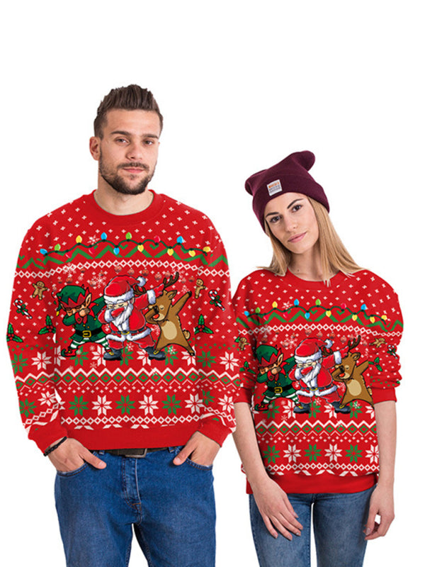 Blue Zone Planet | Christmas Santa Reindeer Knit Sweater-TOPS / DRESSES-[Adult]-[Female]-Pattern1-M-2022 Online Blue Zone Planet