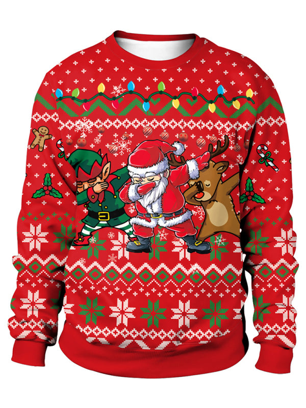 Blue Zone Planet | Christmas Santa Reindeer Knit Sweater-TOPS / DRESSES-[Adult]-[Female]-2022 Online Blue Zone Planet