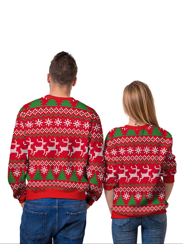 Blue Zone Planet | Christmas Santa Reindeer Knit Sweater-TOPS / DRESSES-[Adult]-[Female]-2022 Online Blue Zone Planet