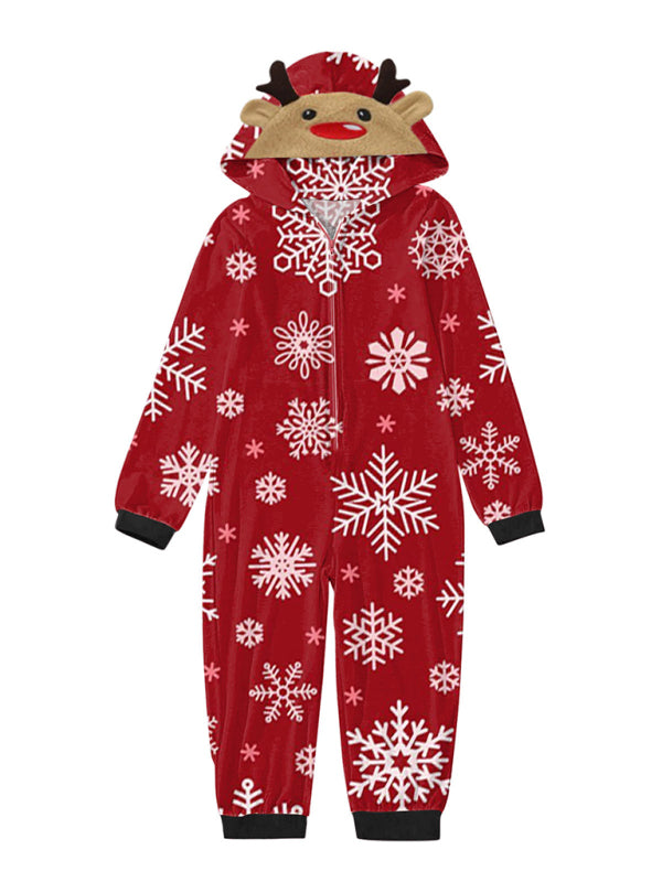 Blue Zone Planet | Family Christmas Snowflake Reindeer Hooded Onesie-TOPS / DRESSES-[Adult]-[Female]-2022 Online Blue Zone Planet