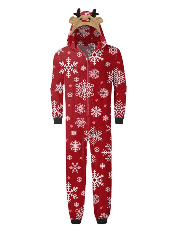 Blue Zone Planet | Family Christmas Snowflake Reindeer Hooded Onesie-TOPS / DRESSES-[Adult]-[Female]-2022 Online Blue Zone Planet