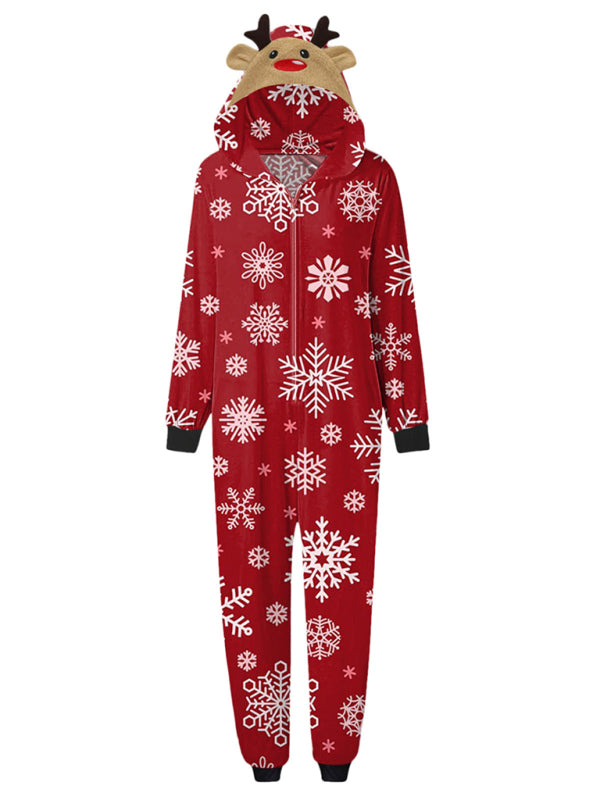 Blue Zone Planet | Family Christmas Snowflake Reindeer Hooded Onesie-TOPS / DRESSES-[Adult]-[Female]-2022 Online Blue Zone Planet