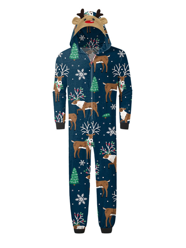 Blue Zone Planet | Family Christmas Snowflake Reindeer Hooded Onesie-TOPS / DRESSES-[Adult]-[Female]-2022 Online Blue Zone Planet