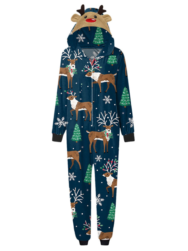 Blue Zone Planet | Family Christmas Snowflake Reindeer Hooded Onesie-TOPS / DRESSES-[Adult]-[Female]-2022 Online Blue Zone Planet