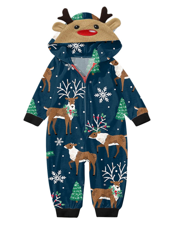 Blue Zone Planet | Family Christmas Snowflake Reindeer Hooded Onesie-TOPS / DRESSES-[Adult]-[Female]-Pattern3-S-2022 Online Blue Zone Planet