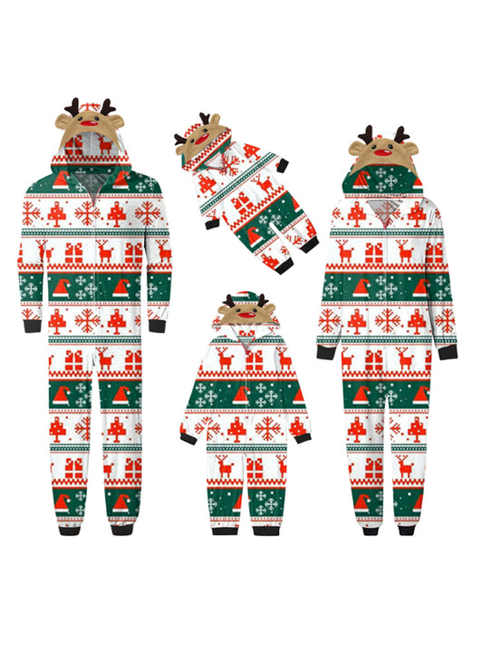 Blue Zone Planet | Family Christmas Snowflake Reindeer Hooded Onesie-TOPS / DRESSES-[Adult]-[Female]-Pattern4-S-2022 Online Blue Zone Planet