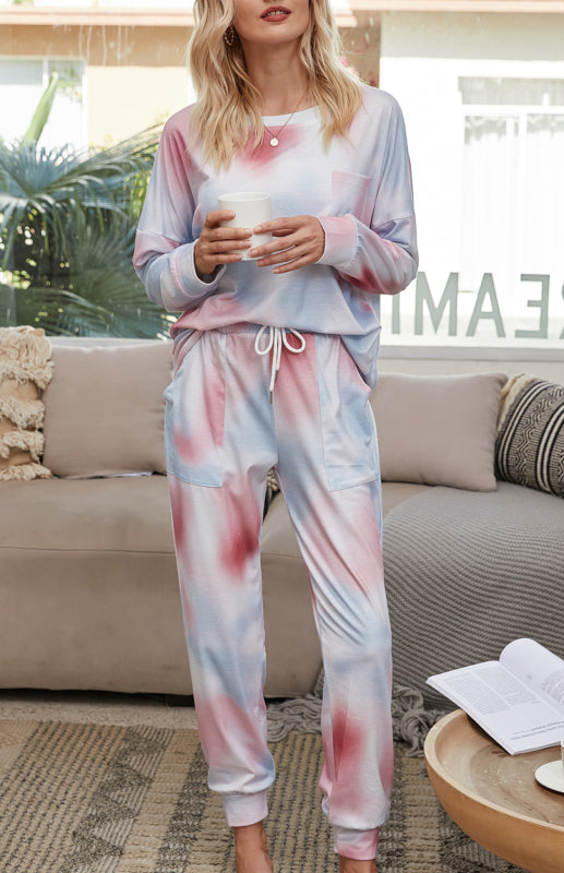 Blue Zone Planet |  Long Sleeve Tie Dye Pajama Set BLUE ZONE PLANET