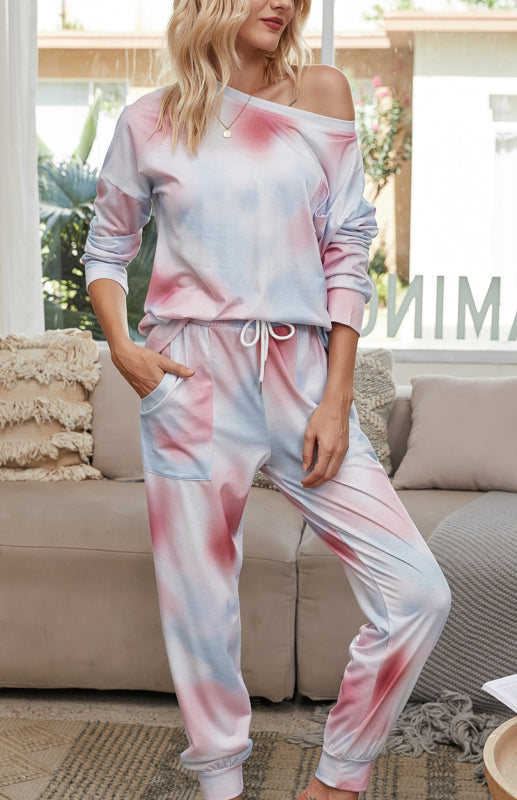 Blue Zone Planet |  Long Sleeve Tie Dye Pajama Set BLUE ZONE PLANET