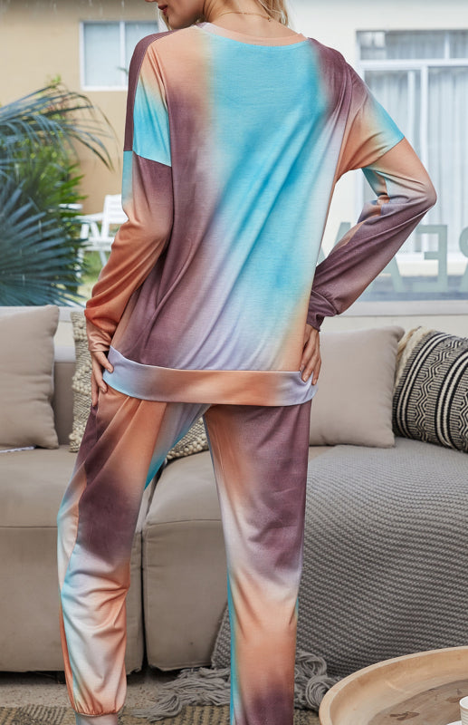 Blue Zone Planet |  Long Sleeve Tie Dye Pajama Set BLUE ZONE PLANET