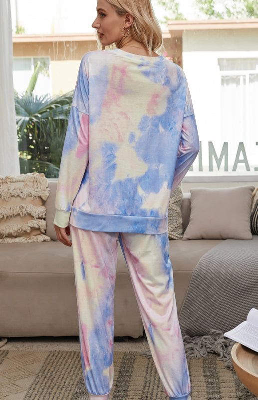 Blue Zone Planet |  Long Sleeve Tie Dye Pajama Set BLUE ZONE PLANET