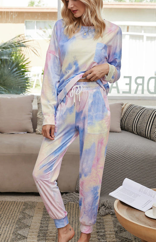 Blue Zone Planet |  Long Sleeve Tie Dye Pajama Set BLUE ZONE PLANET