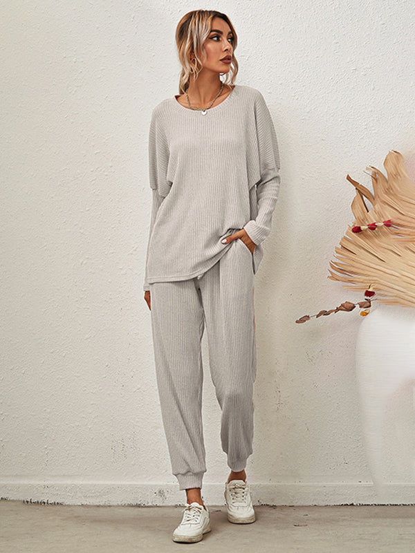 Women's Long-Sleeved Loose Loungewear Pajamas-TOPS / DRESSES-[Adult]-[Female]-2022 Online Blue Zone Planet