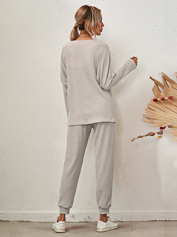 Women's Long-Sleeved Loose Loungewear Pajamas-TOPS / DRESSES-[Adult]-[Female]-2022 Online Blue Zone Planet