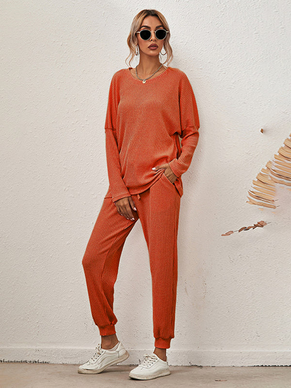 Women's Long-Sleeved Loose Loungewear Pajamas-TOPS / DRESSES-[Adult]-[Female]-2022 Online Blue Zone Planet