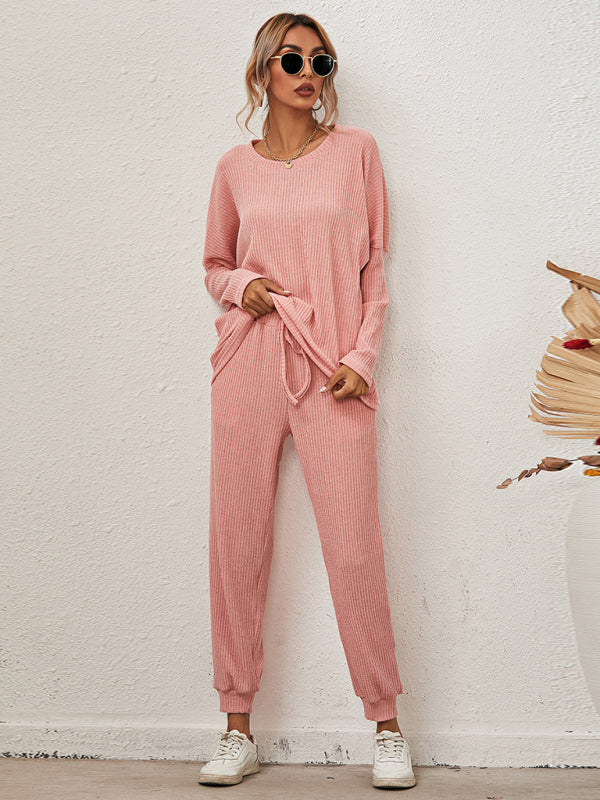 Women's Long-Sleeved Loose Loungewear Pajamas-TOPS / DRESSES-[Adult]-[Female]-Pink-S-2022 Online Blue Zone Planet