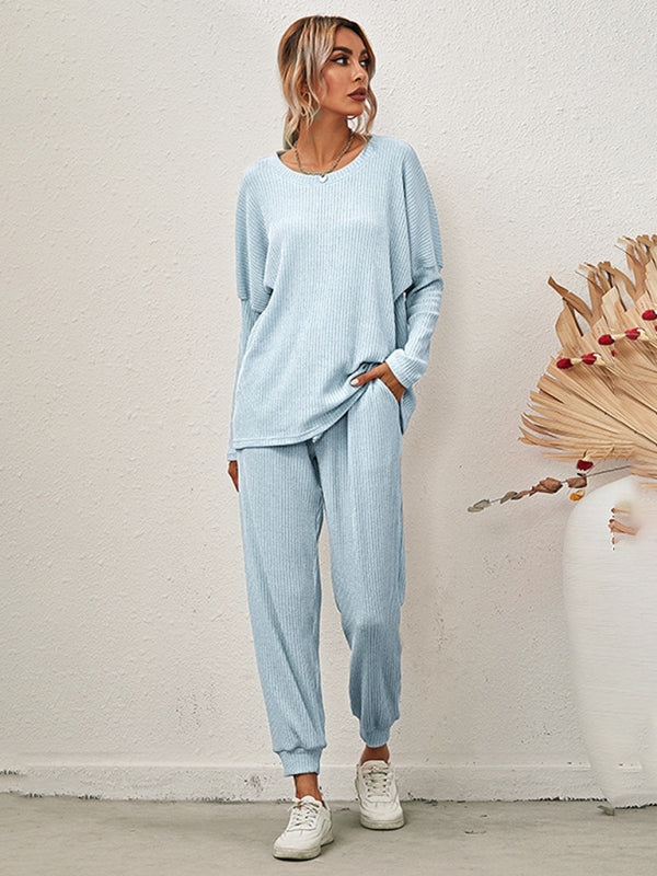 Women's Long-Sleeved Loose Loungewear Pajamas-TOPS / DRESSES-[Adult]-[Female]-2022 Online Blue Zone Planet