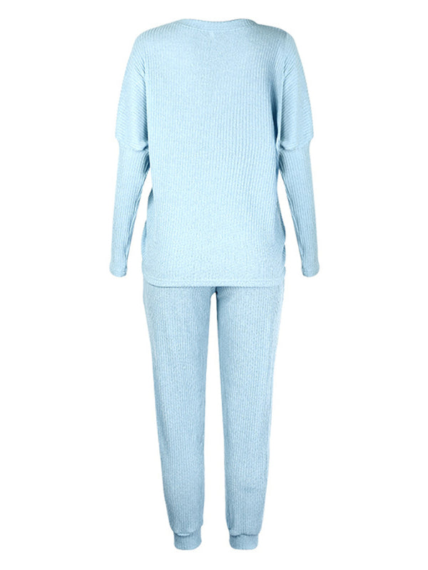 Women's Long-Sleeved Loose Loungewear Pajamas-TOPS / DRESSES-[Adult]-[Female]-2022 Online Blue Zone Planet