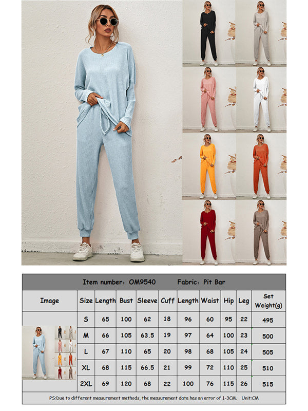 Women's Long-Sleeved Loose Loungewear Pajamas-TOPS / DRESSES-[Adult]-[Female]-2022 Online Blue Zone Planet