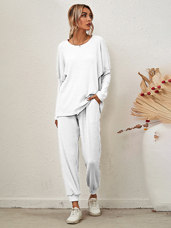 Women's Long-Sleeved Loose Loungewear Pajamas-TOPS / DRESSES-[Adult]-[Female]-2022 Online Blue Zone Planet