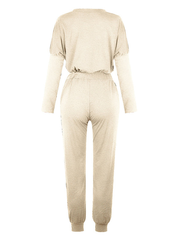 Loose solid color long sleeve suit comfortable home suit BLUE ZONE PLANET