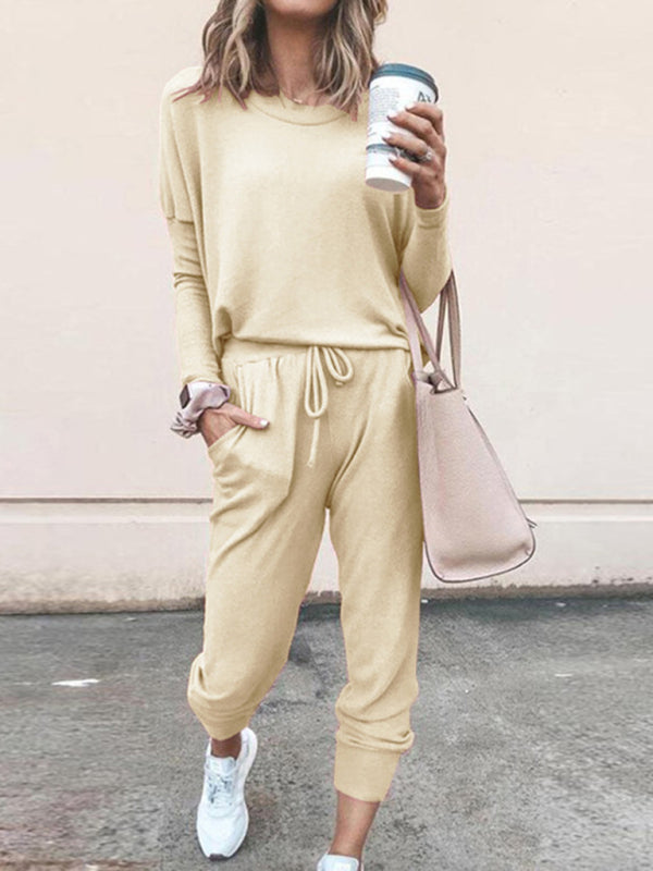 Loose solid color long sleeve suit comfortable home suit BLUE ZONE PLANET