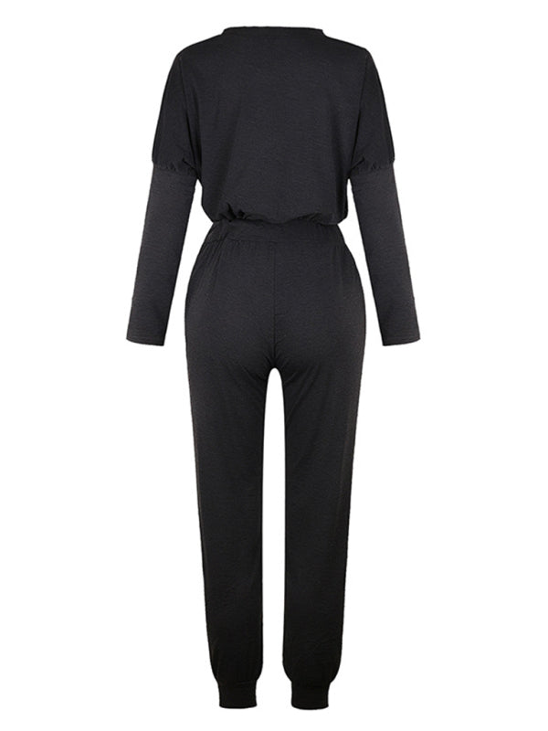 Loose solid color long sleeve suit comfortable home suit BLUE ZONE PLANET