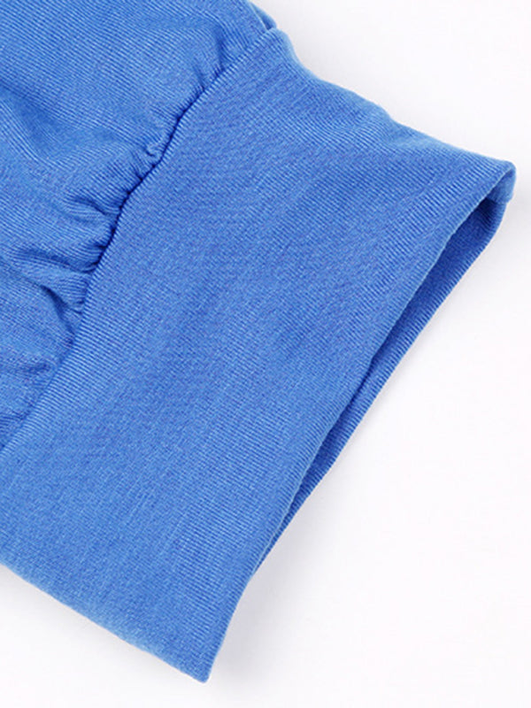 Loose solid color long sleeve suit comfortable home suit BLUE ZONE PLANET